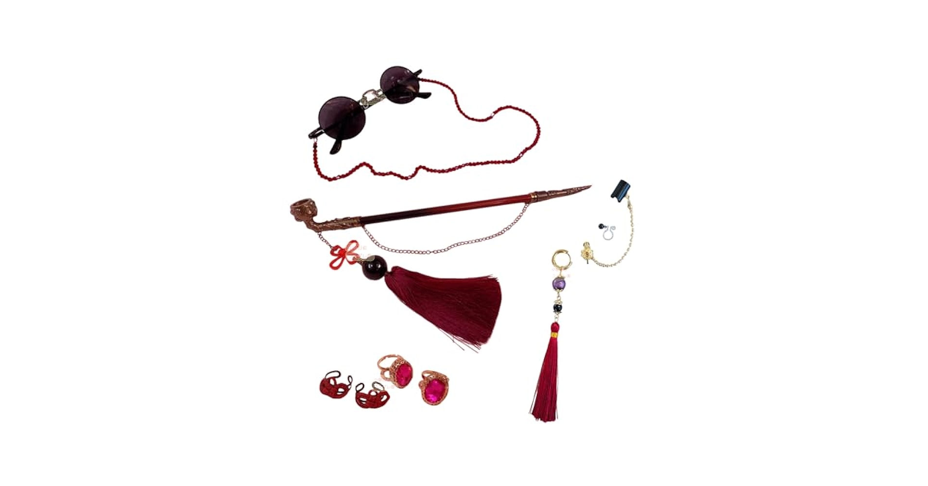 葛葉 チャイナ 衣装+靴+アクセ小道具+ウィッグ全部セット Amazon.co.jp: コスプレ衣装 【ウィッグ、耳飾り、メガネ付き